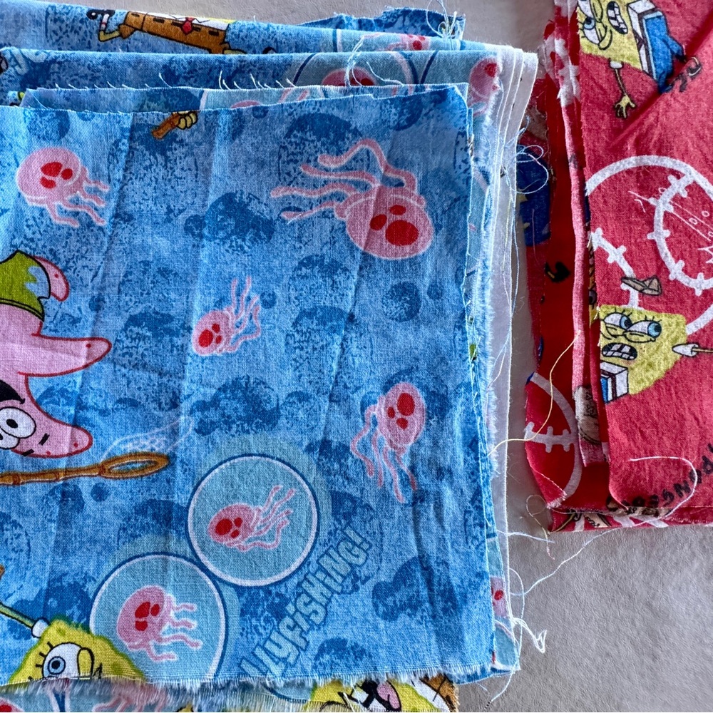 SpongeBob 2002 Vintage Cotton Fabric Blocks and Remnants - Picture 5 of 15
